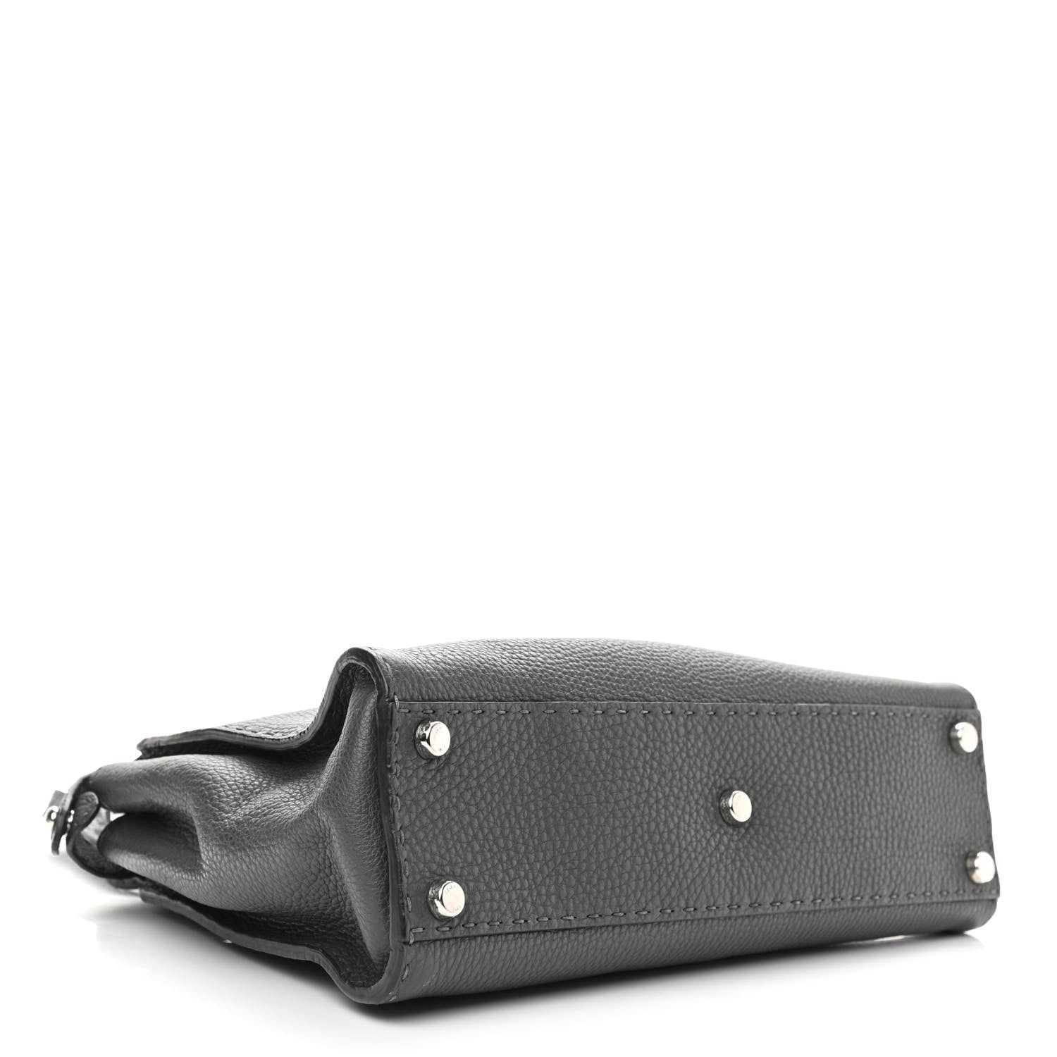 Fendi Cuoio Romano Selleria Bi-Color Medium Peekaboo Iconic Satchel Asfalto Latte 4 of 12
