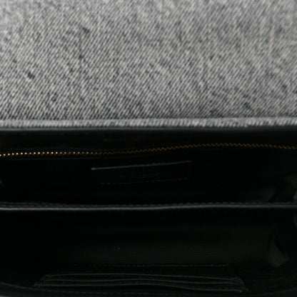 Saint Laurent Denim Y Quilted Monogram Toy Loulou Crossbody Bag Grey 5 of 8