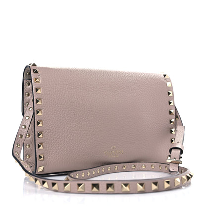 Valentino Garavani Pebbled Calfskin Medium Rockstud Flip Lock Crossbody Bag Poudre 3 of 8
