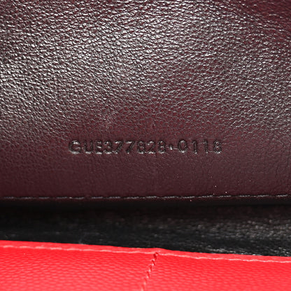 Saint Laurent Grain De Poudre Matelasse Chevron Monogram Chain Wallet New Red 7 of 12