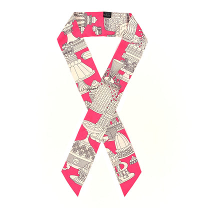 Hermes Silk La Patisserie Francaise Maxi Twilly Slim Fuchsia Creme 1 of 3