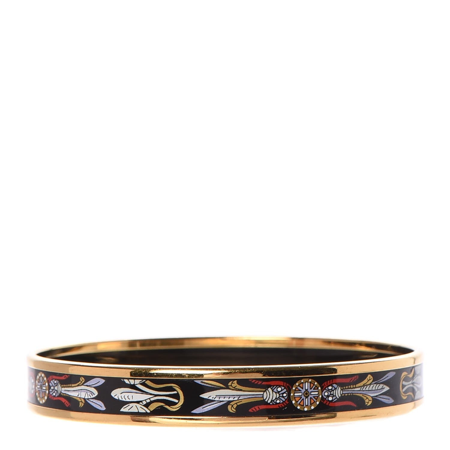 Hermes Enamel Printed Narrow Dreamcatchers Bracelet 70 Black 3 of 5