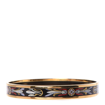 Hermes Enamel Printed Narrow Dreamcatchers Bracelet 70 Black 3 of 5