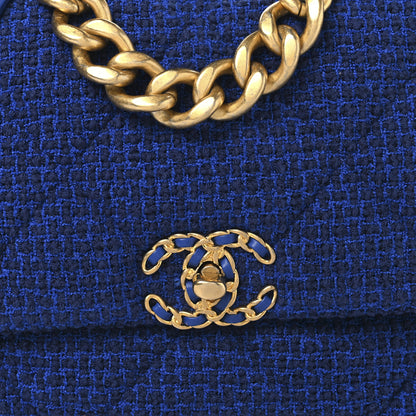 Chanel Tweed Quilted Large Chanel 19 Flap Blue 8 of 10