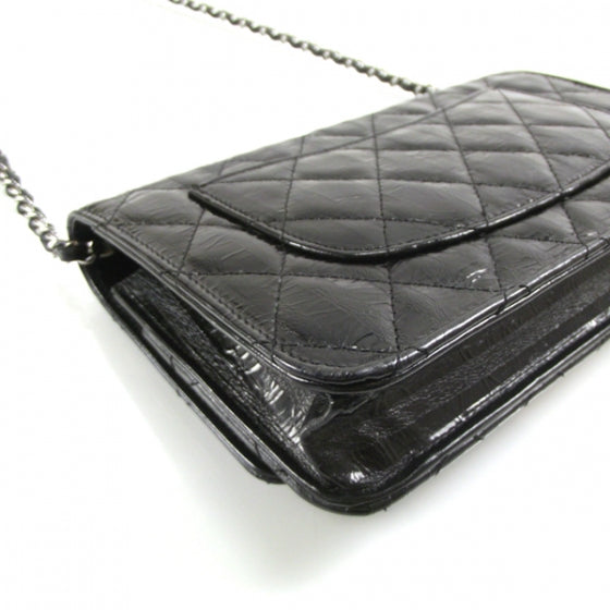 Chanel Striped Reissue Wallet On Chain Black 6 of 11