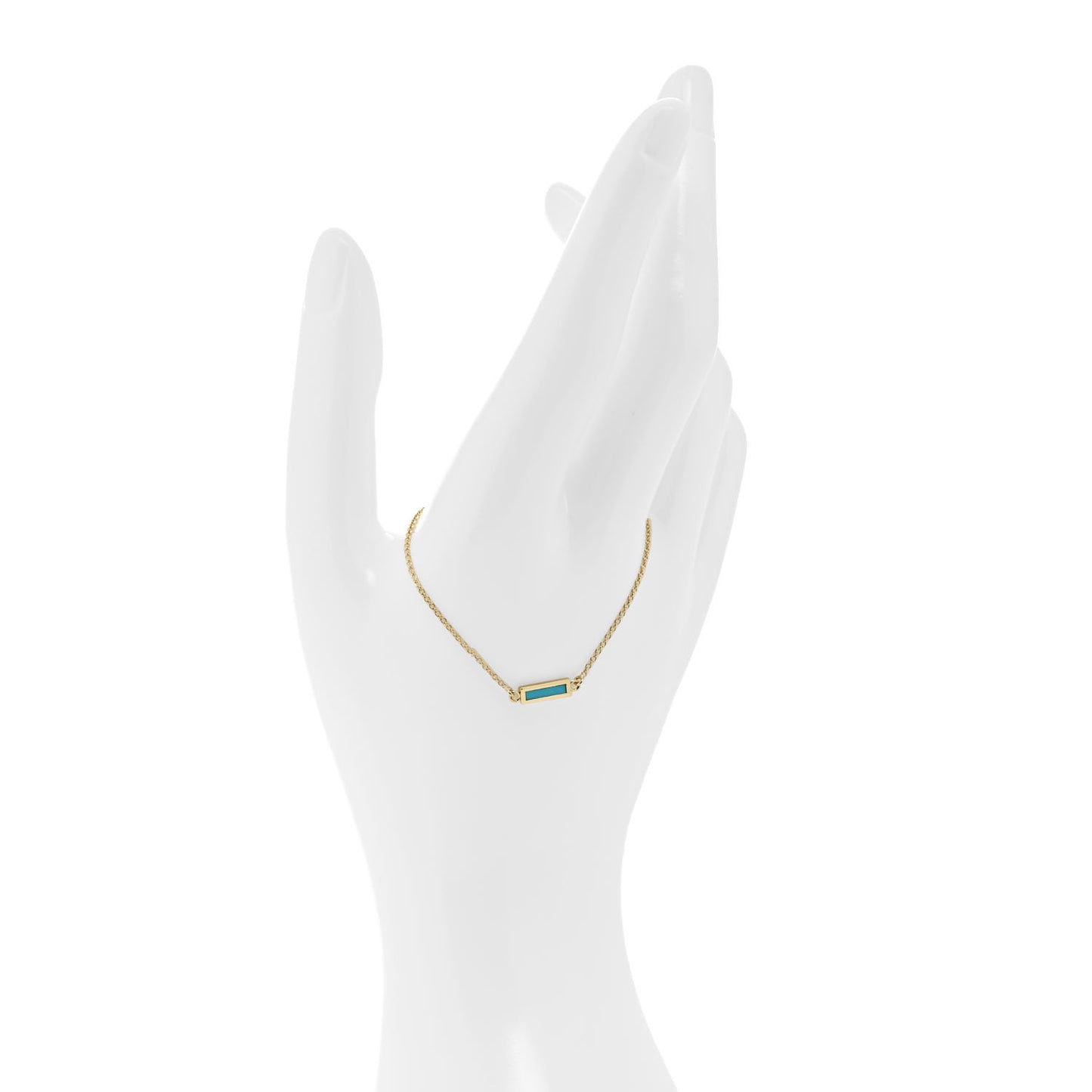 18K Yellow Gold Turquoise Inlay Bar Bracelet