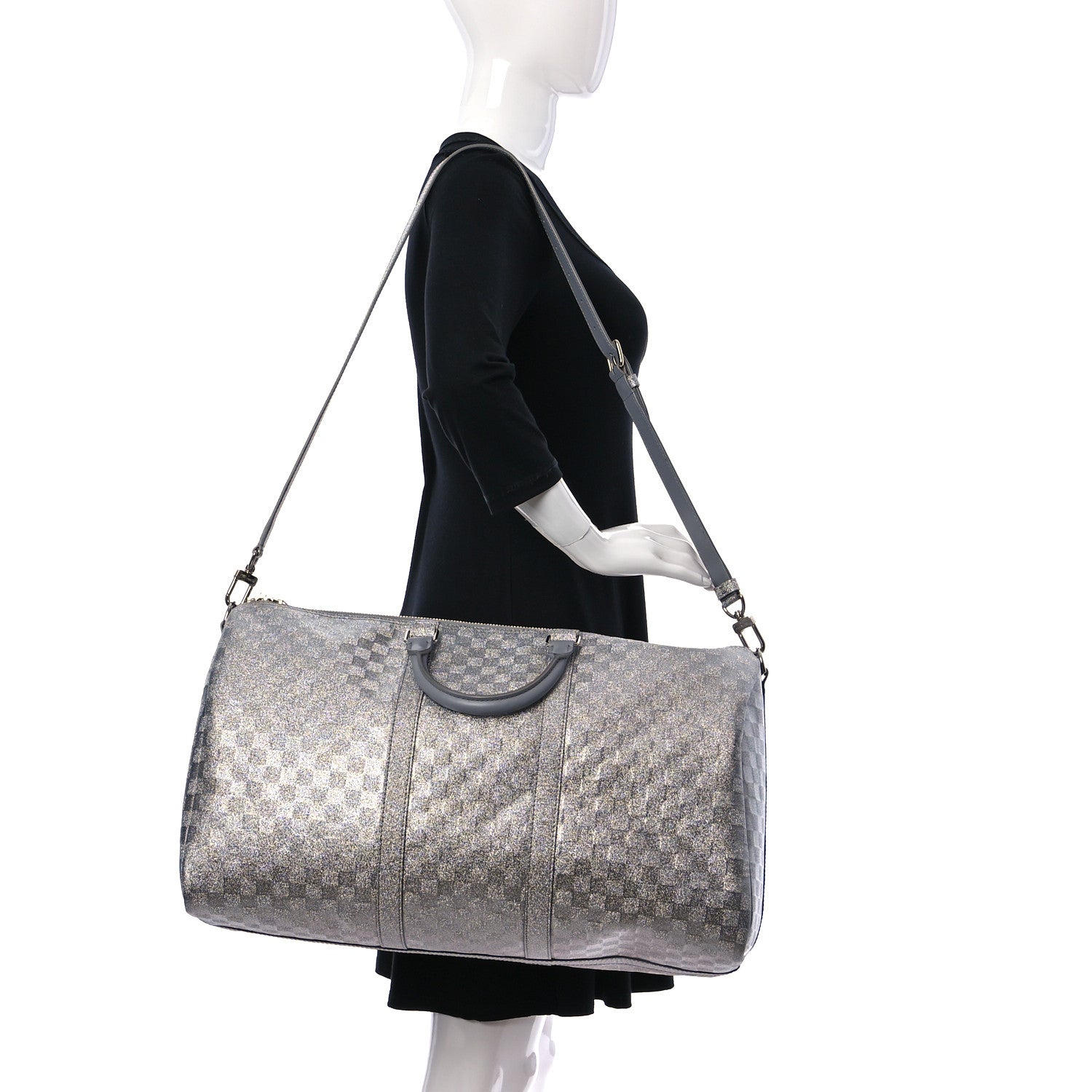 Louis Vuitton Damier Glitter Keepall Bandouliere 50 Silver 2 of 11