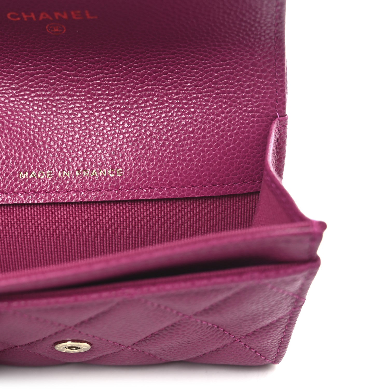 Chanel Caviar Quilted Flap Card Holder Wallet Fuchsia 9 of 10