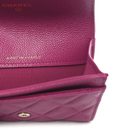 Chanel Caviar Quilted Flap Card Holder Wallet Fuchsia 9 of 10