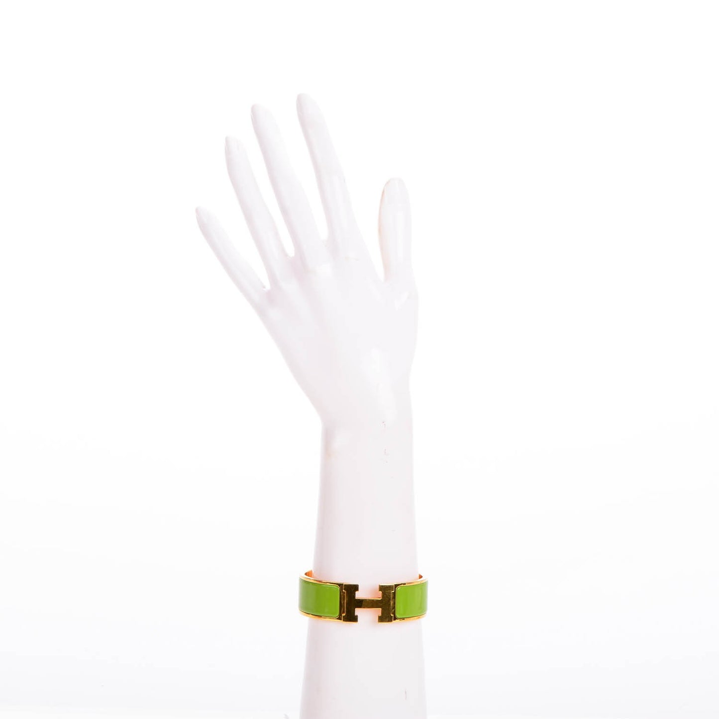 Enamel Wide Clic Clac H Bracelet GM Vert Praire