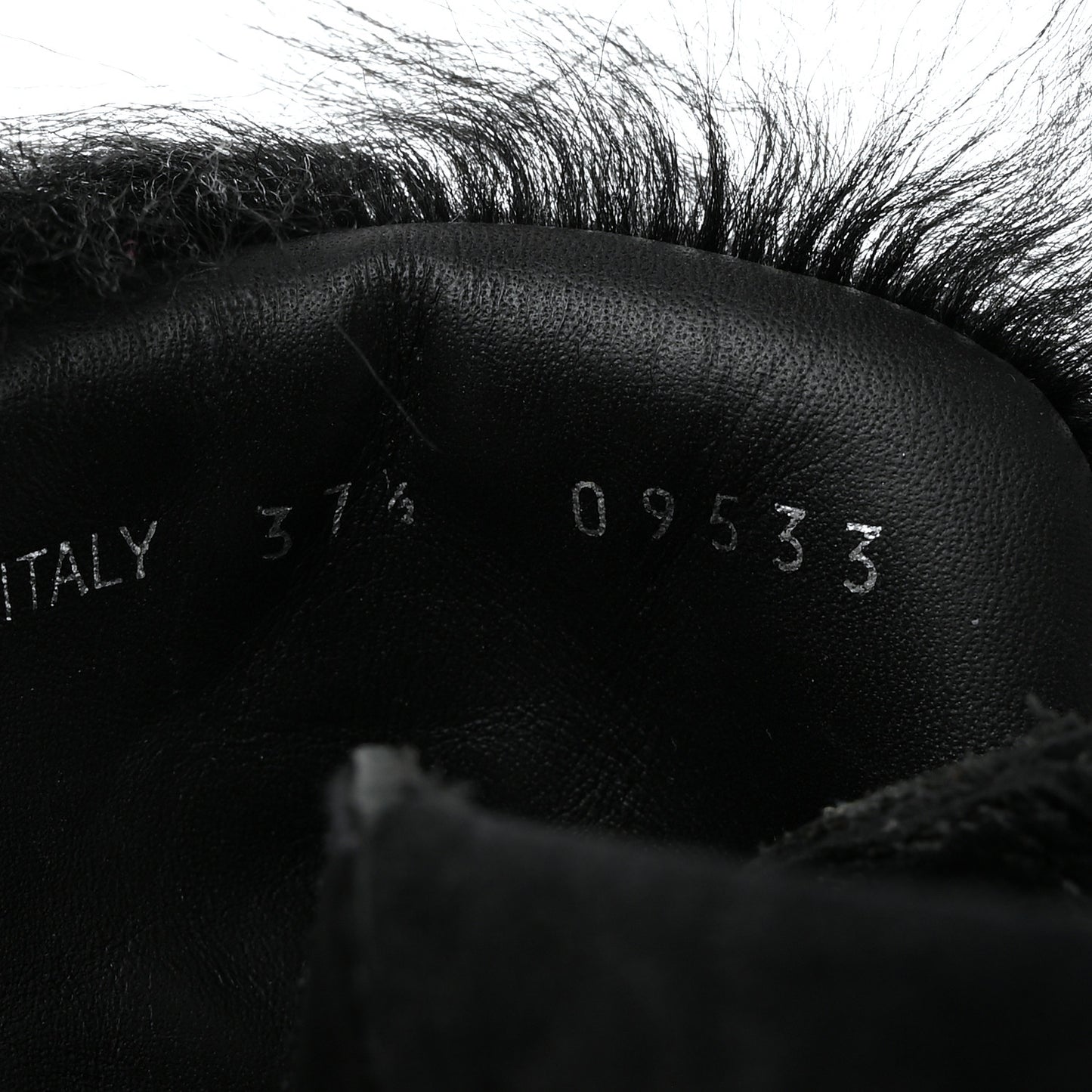 Calfskin Shearling Montone Pull Up Ankle Boots 37.5 Black