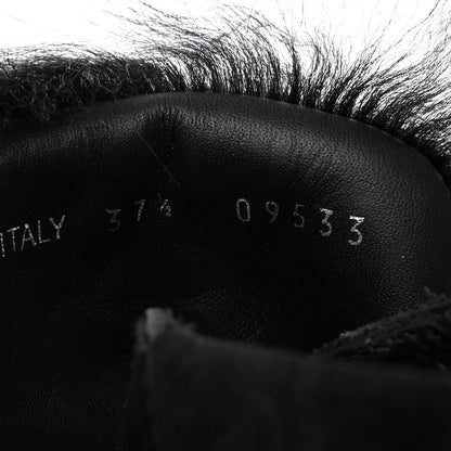 Prada Calfskin Shearling Montone Pull Up Ankle Boots 37.5 Black 8 of 9