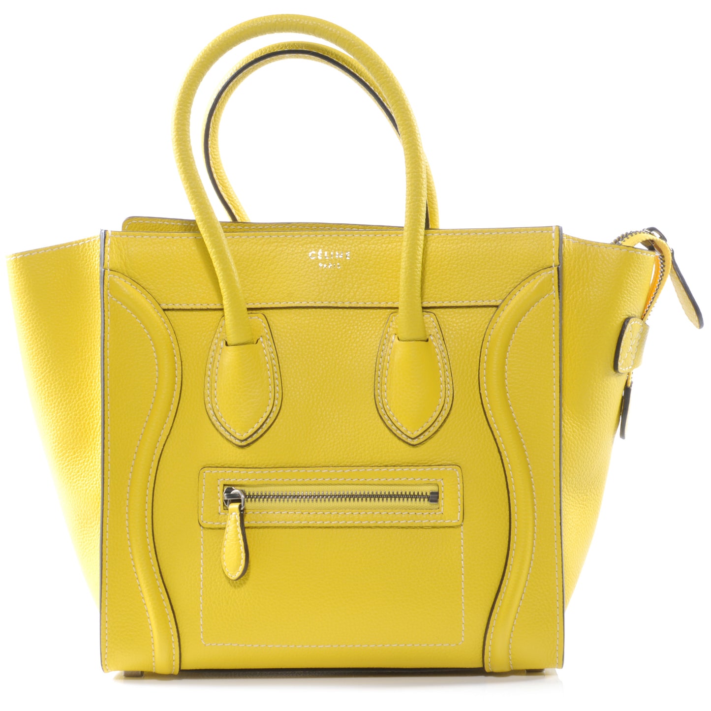 Drummed Leather Micro Luggage Bag Citron