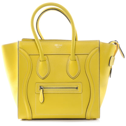 Celine Drummed Leather Micro Luggage Bag Citron 1 of 8