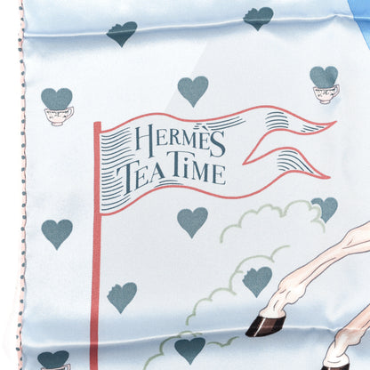 Hermes Silk Tea Time Scarf 70 Bleu Ciel Bleu Azur 2 of 5