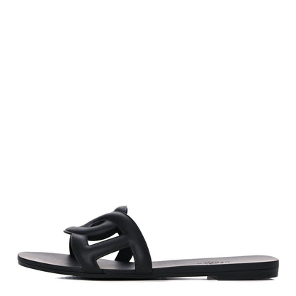 Hermes Rubber Aloha Sandals 37 Black 1 of 11