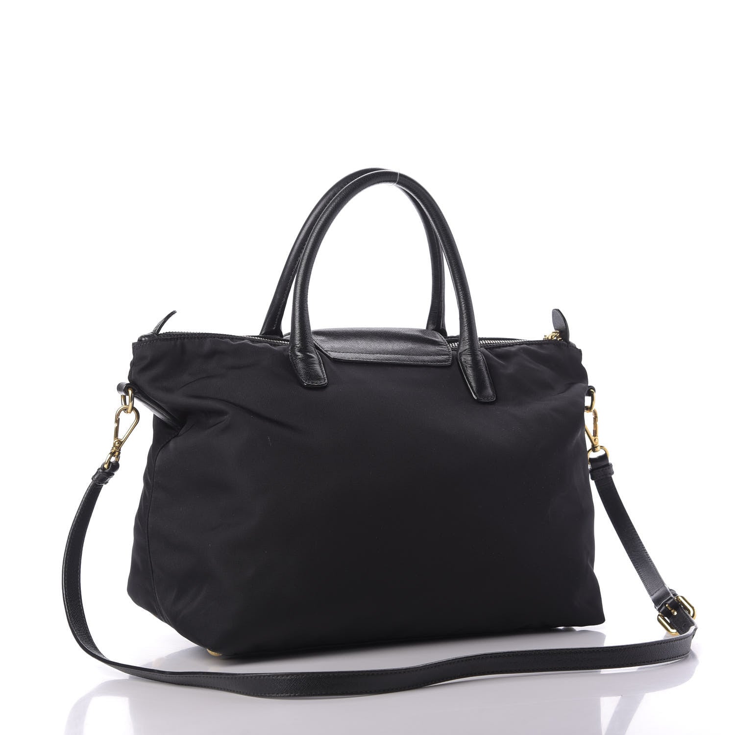 Prada Tessuto Nylon Saffiano Tote Black 3 of 9