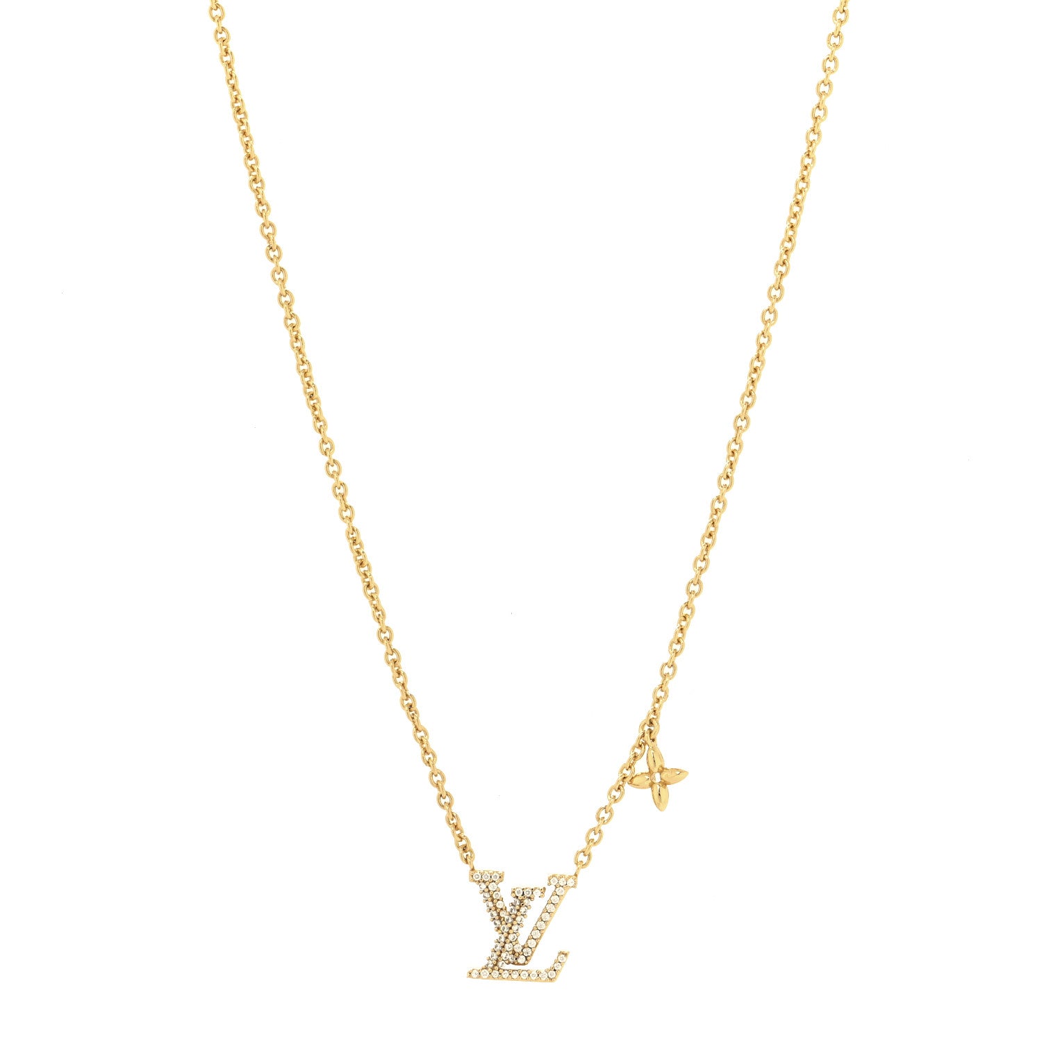 Louis Vuitton Metal Crystal LV Iconic Necklace Gold 1 of 6