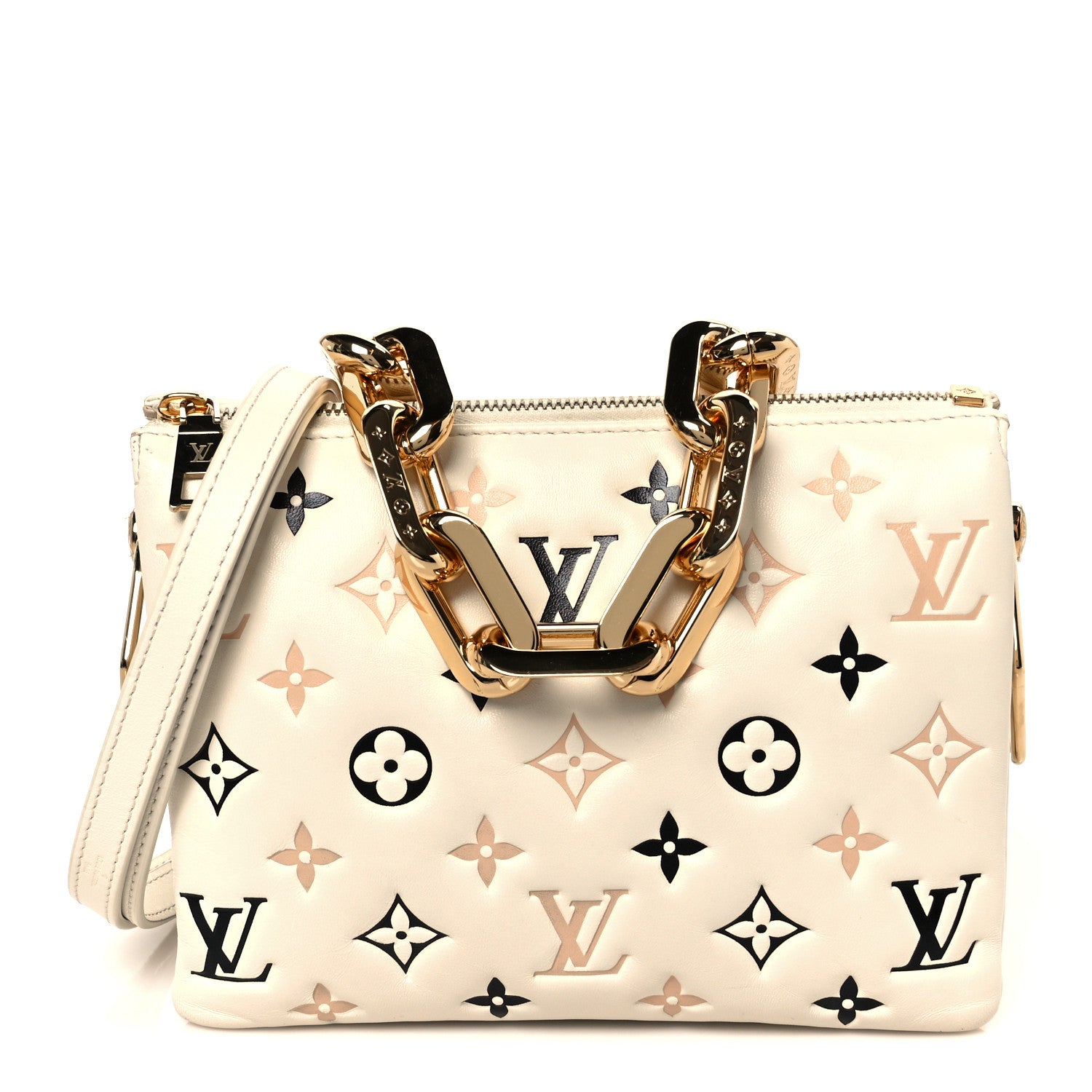Louis Vuitton Lambskin Embossed Monogram Tricolor By The Pool Coussin BB Beige 1 of 11