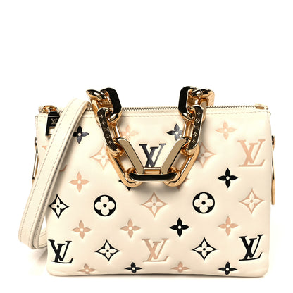Louis Vuitton Lambskin Embossed Monogram Tricolor By The Pool Coussin BB Beige 1 of 11