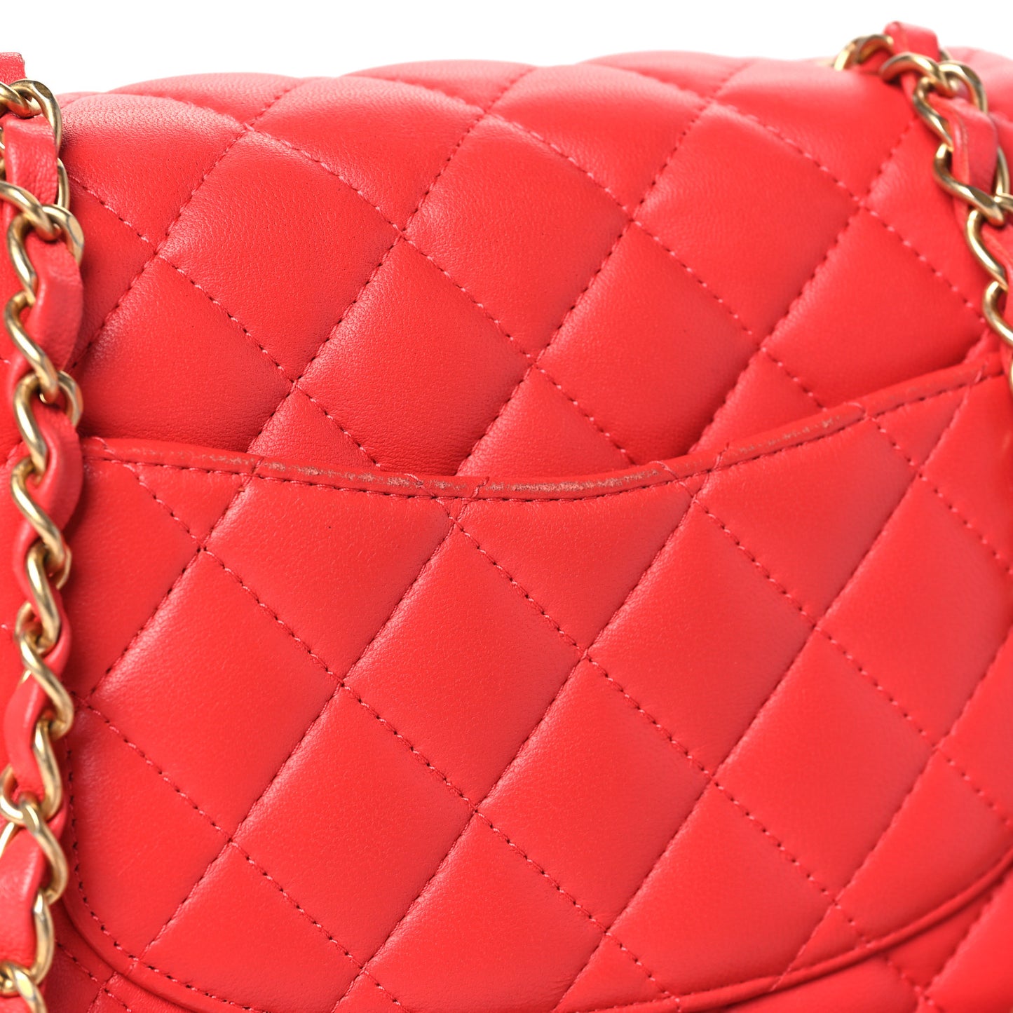 Lambskin Quilted Mini Square Flap Red