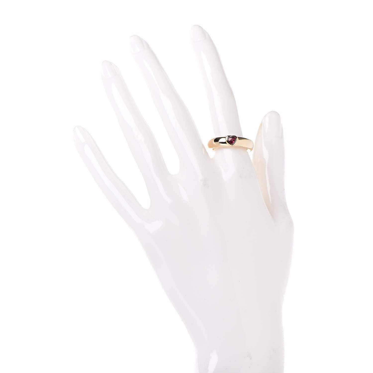 Tiffany 18K Yellow Gold Pink Tourmaline Heart Band Ring 52 6 2 of 4