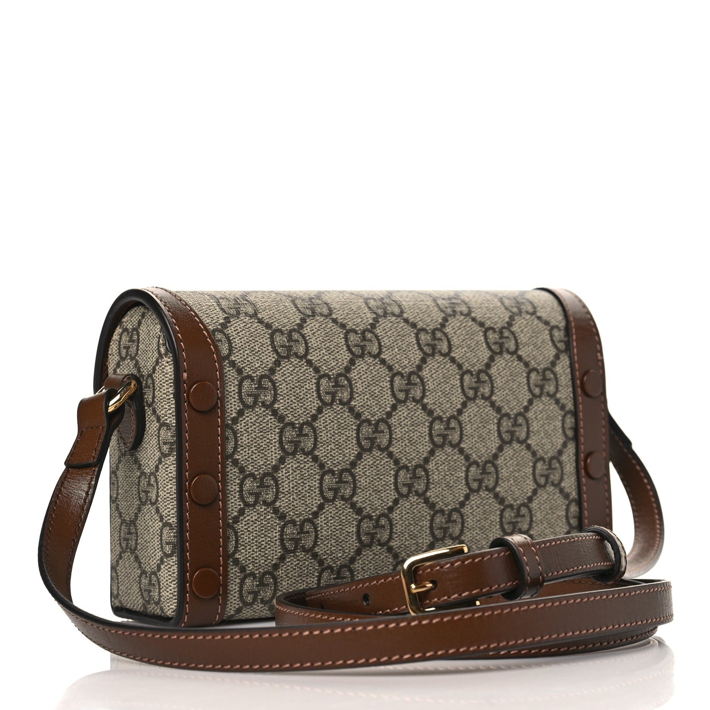 GG Supreme Monogram Mini Horsebit 1955 Shoulder Bag Beige Brown Sugar