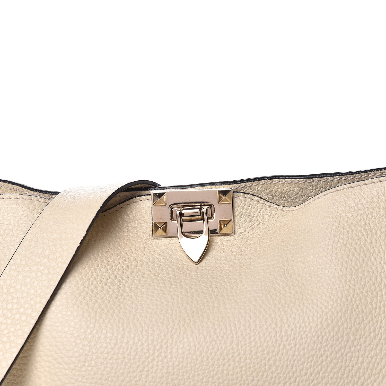 Valentino Garavani Pebbled Calfskin Large Rockstud Flip-Lock Messenger Bag Light Ivory 11 of 12