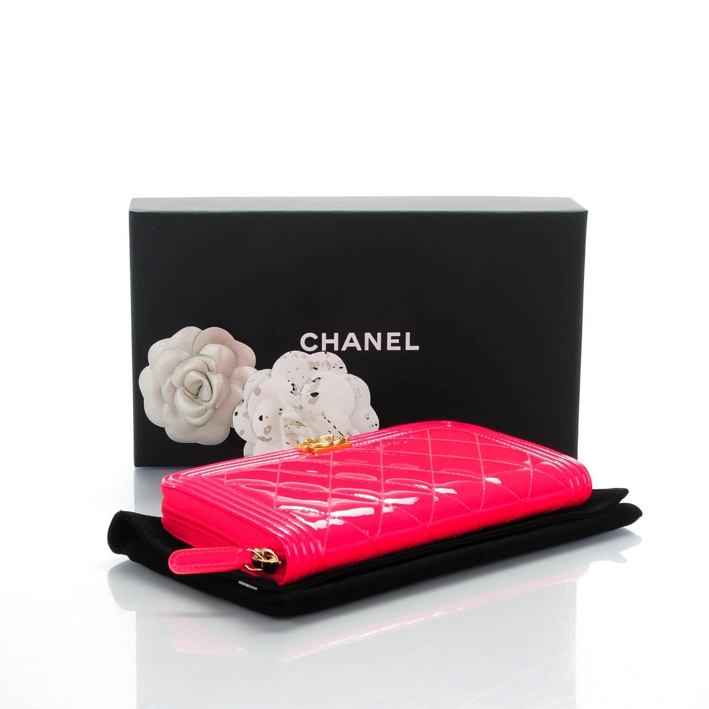 Patent Quilted Boy Zip Around Wallet Pink