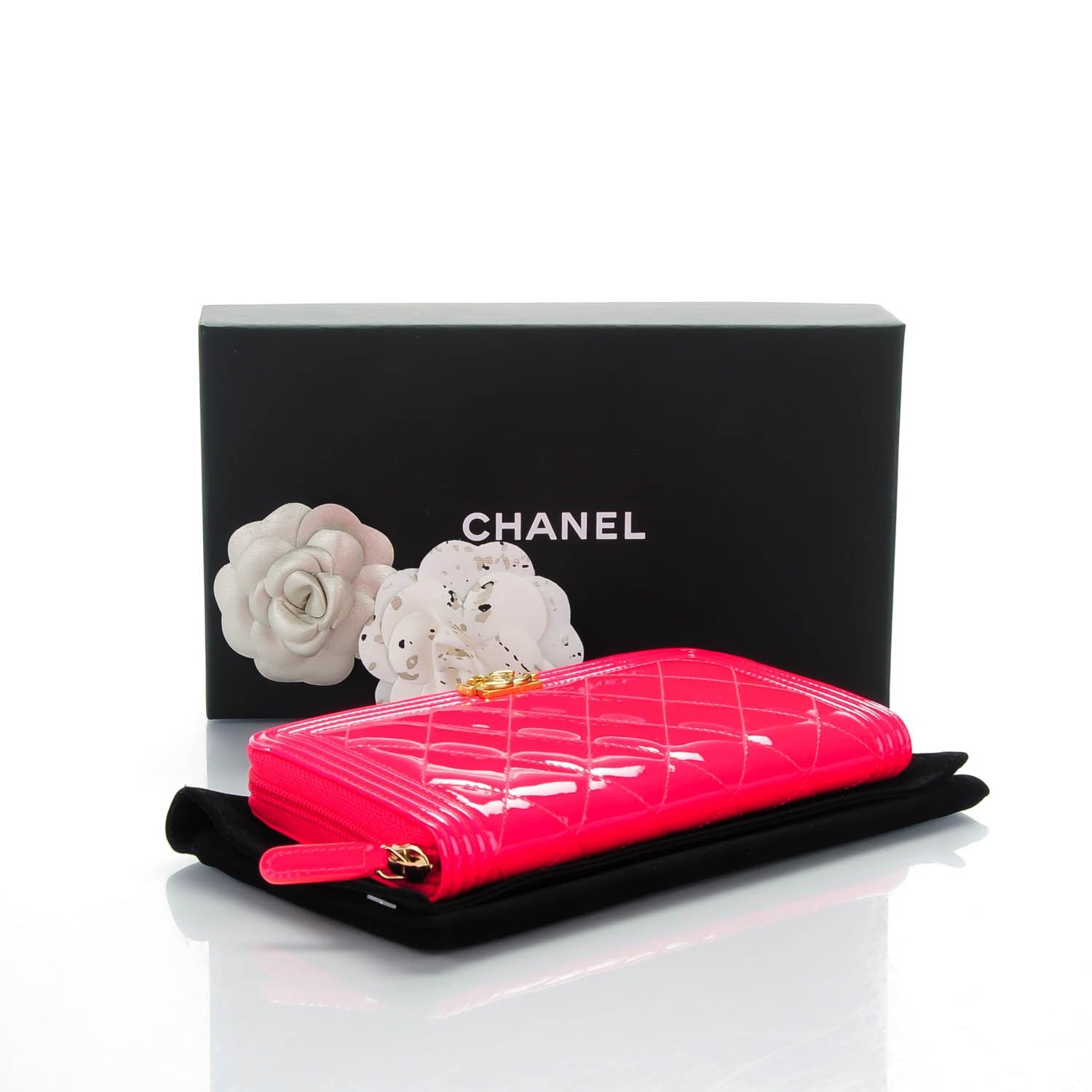 Chanel Patent Quilted Boy Zip Around Wallet Pink 4 of 8
