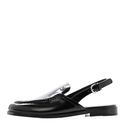 Chanel Shiny Calfskin Slingback Loafers 39 Black 1 of 10
