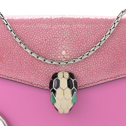 Bulgari Calfskin Galuchat Serpenti Forever Crossbody Bag Pink 8 of 11