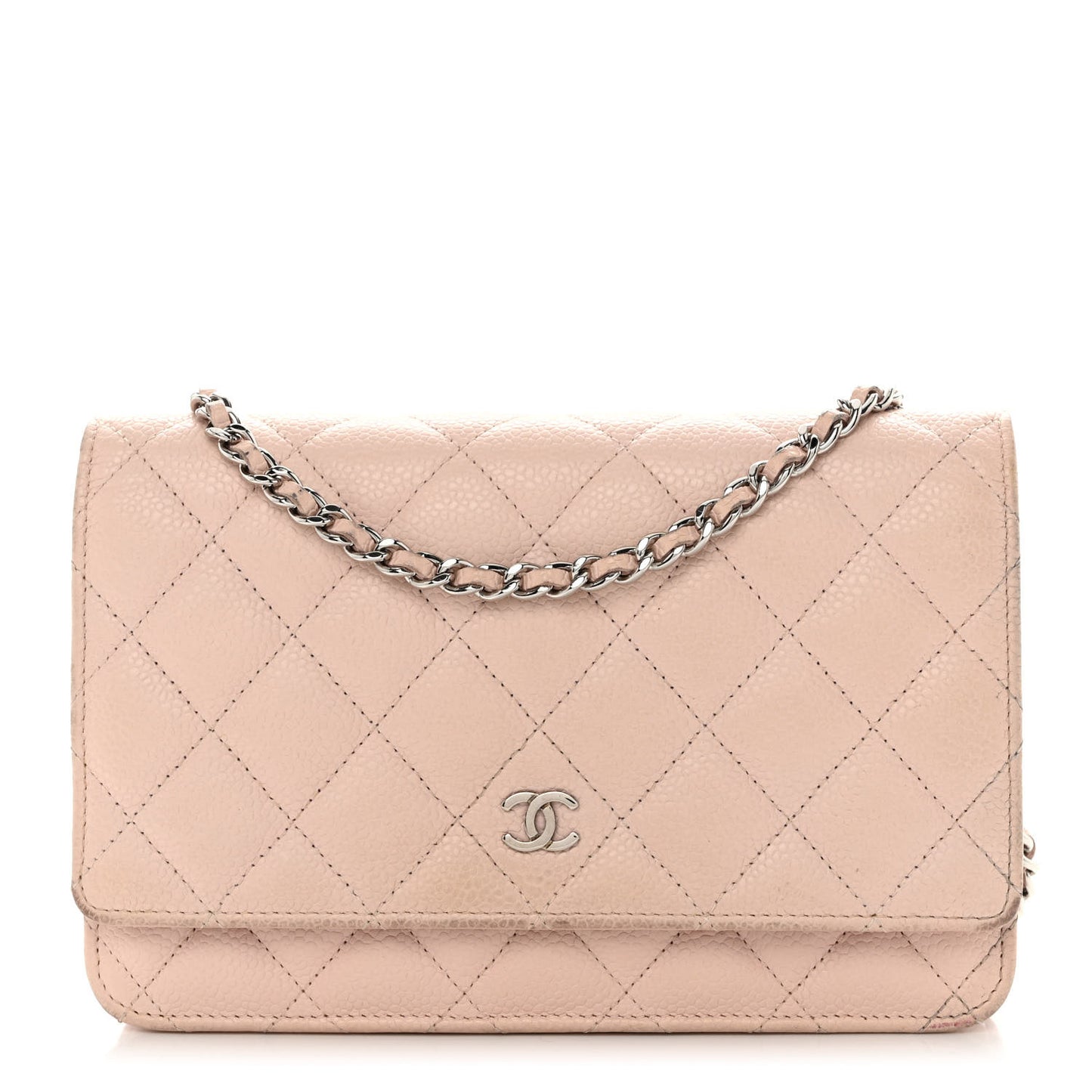 Caviar Quilted Wallet On Chain WOC Light Pink