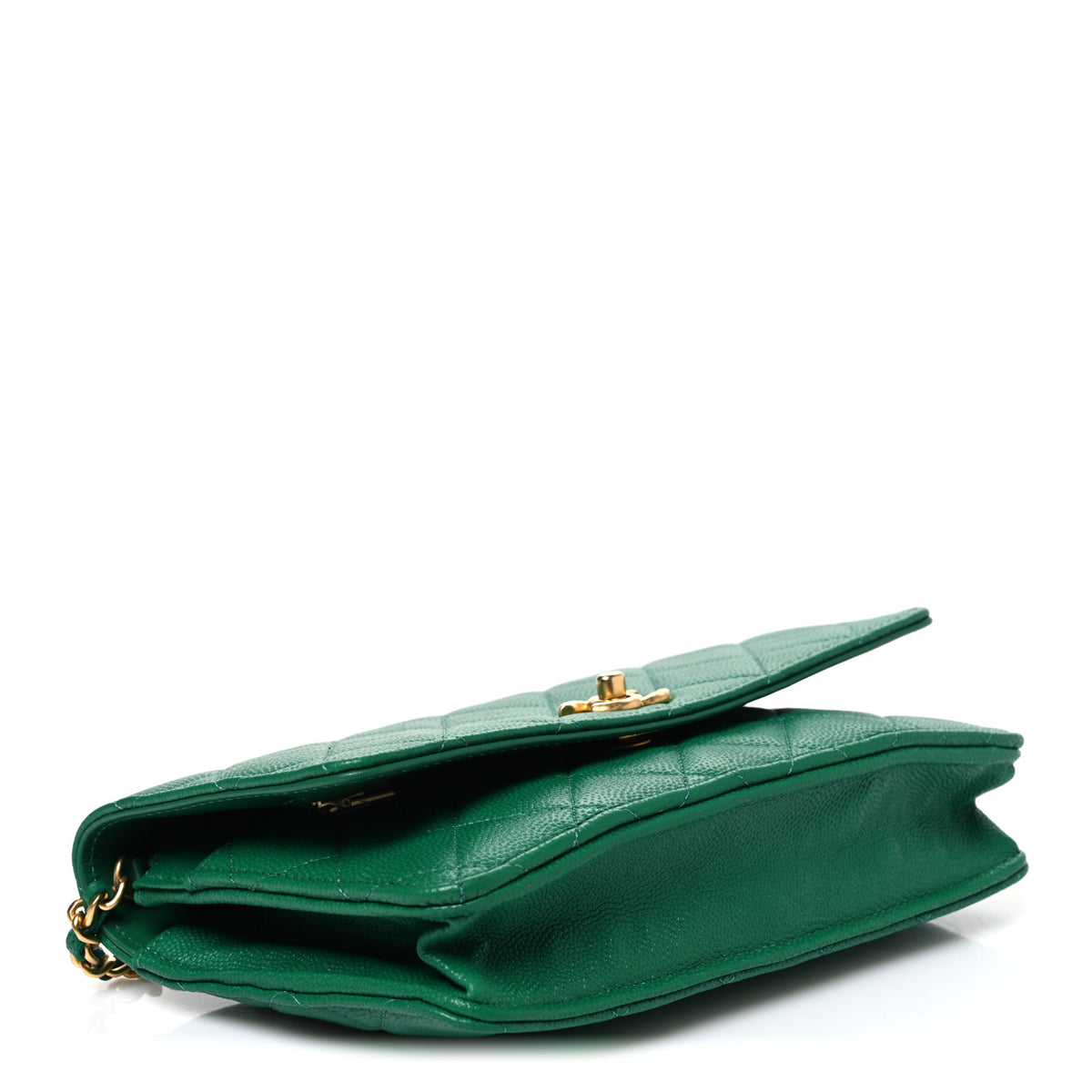 Chanel Caviar Quilted Coco Stamps Wallet On Chain WOC Green 4 of 11