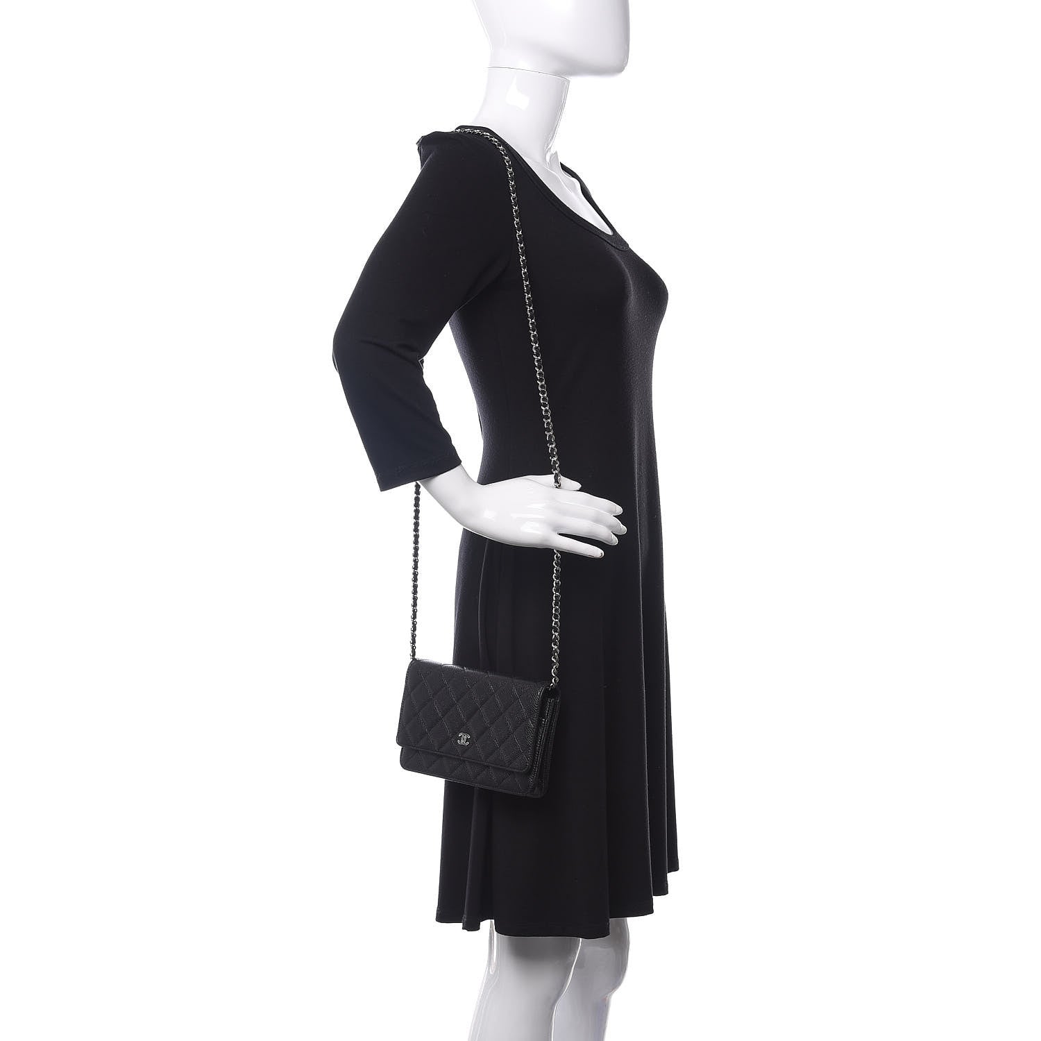 Chanel Caviar Quilted Wallet On Chain WOC Black 2 of 12