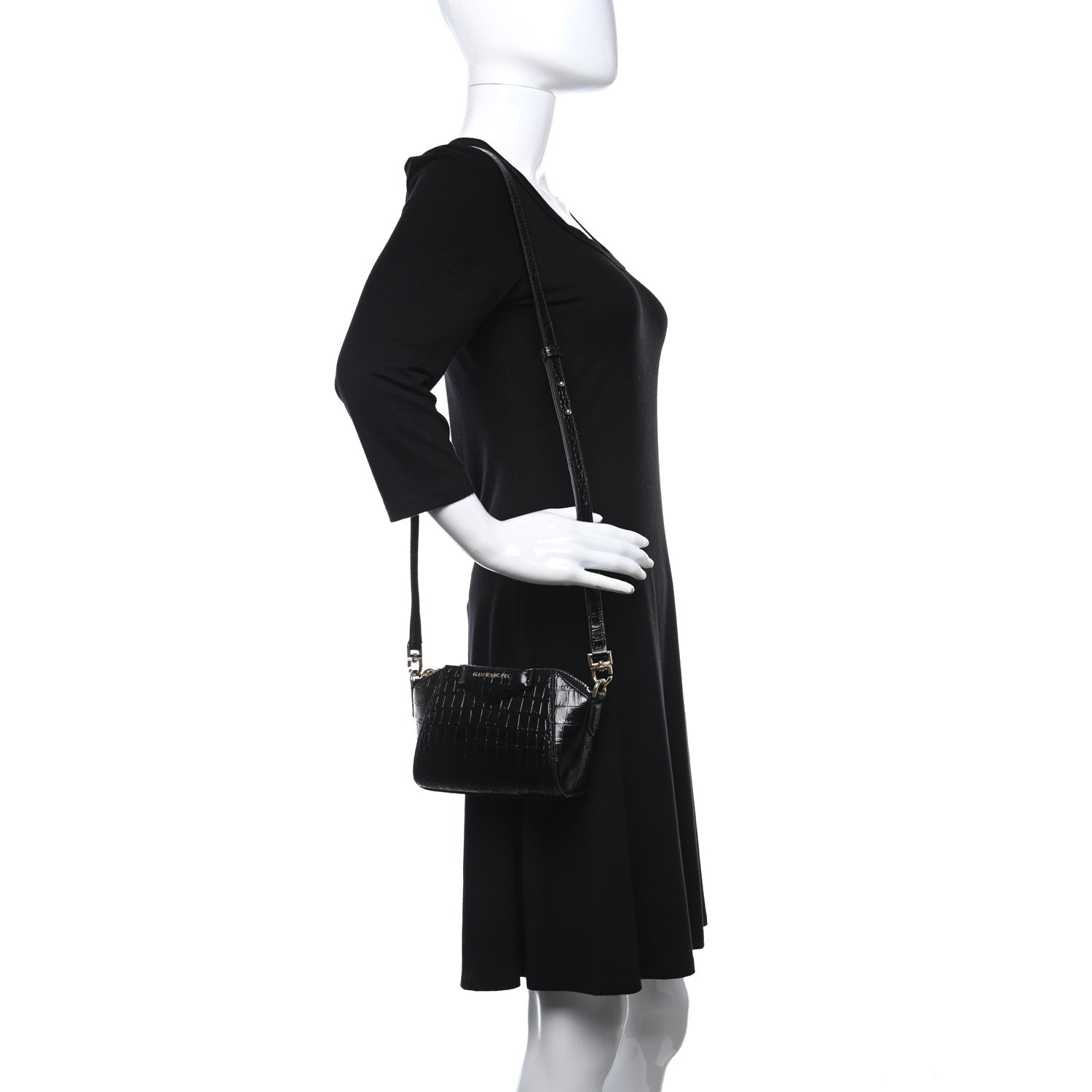 Givenchy Calfskin Crocodile Embossed Nano Antigona Black 2 of 8