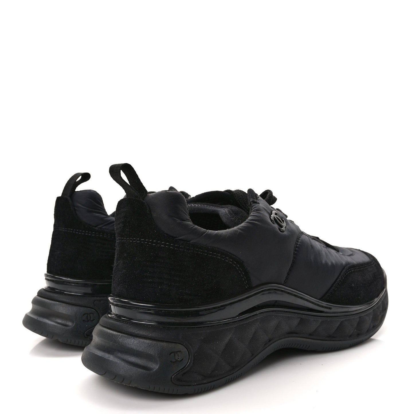 Nylon Suede Calfskin CC Sneakers 39.5 Black