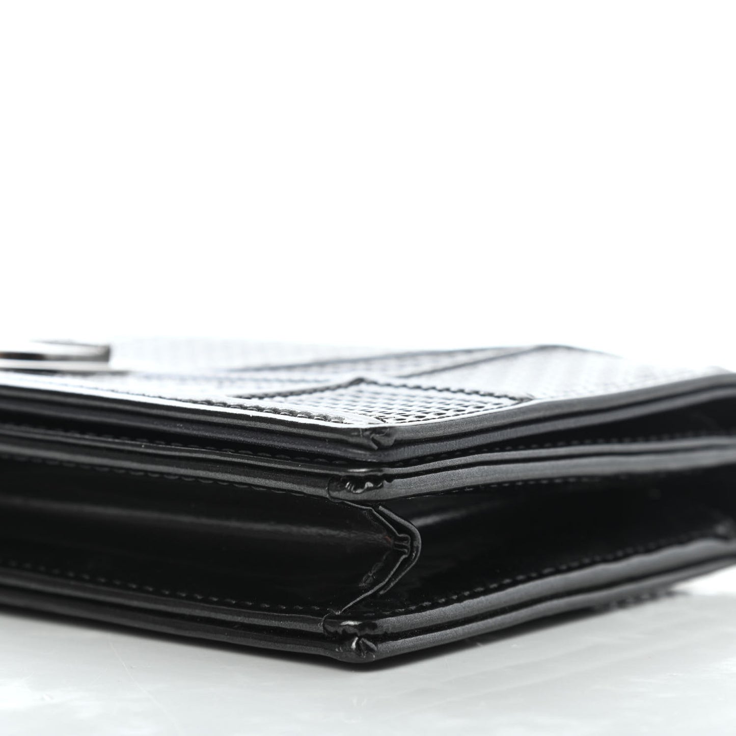 Metallic Patent Micro-Cannage Diorama Croisiere Chain Wallet Onyx Black
