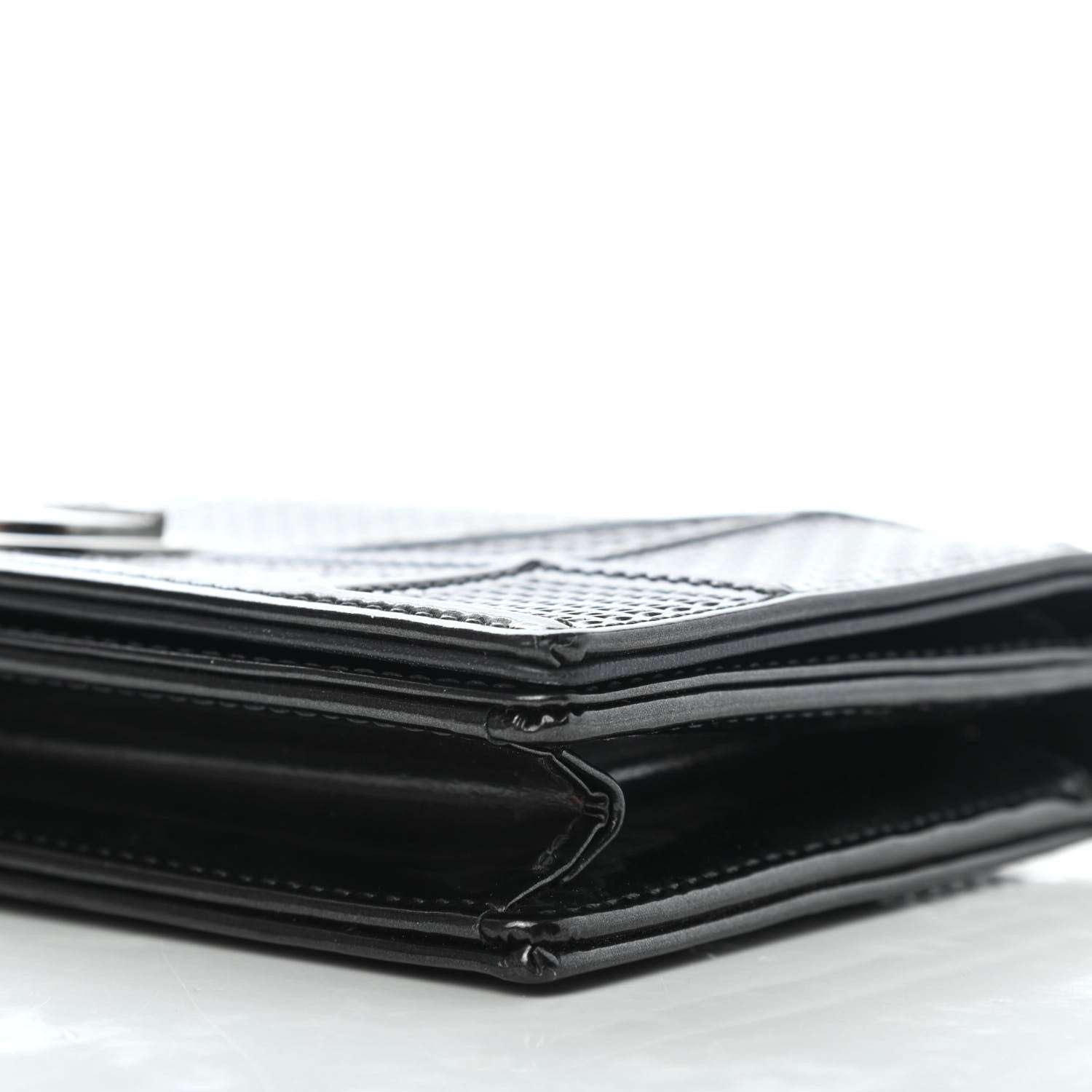 Christian Dior Metallic Patent Micro-Cannage Diorama Croisiere Chain Wallet Onyx Black 9 of 10