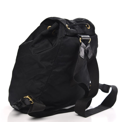Prada Tessuto Nylon Crocodile Embossed Calfskin Cinch Backpack Black 2 of 11