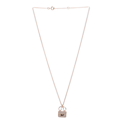 Hermes 18K Rose Gold Diamond Constance Amulette Pendant Necklace 3 of 6