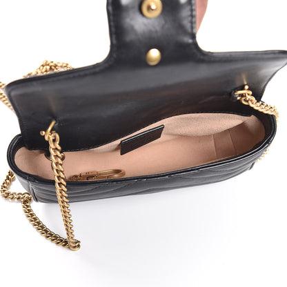 Gucci Calfskin Matelasse Super Mini GG Marmont Shoulder Bag Black 5 of 8