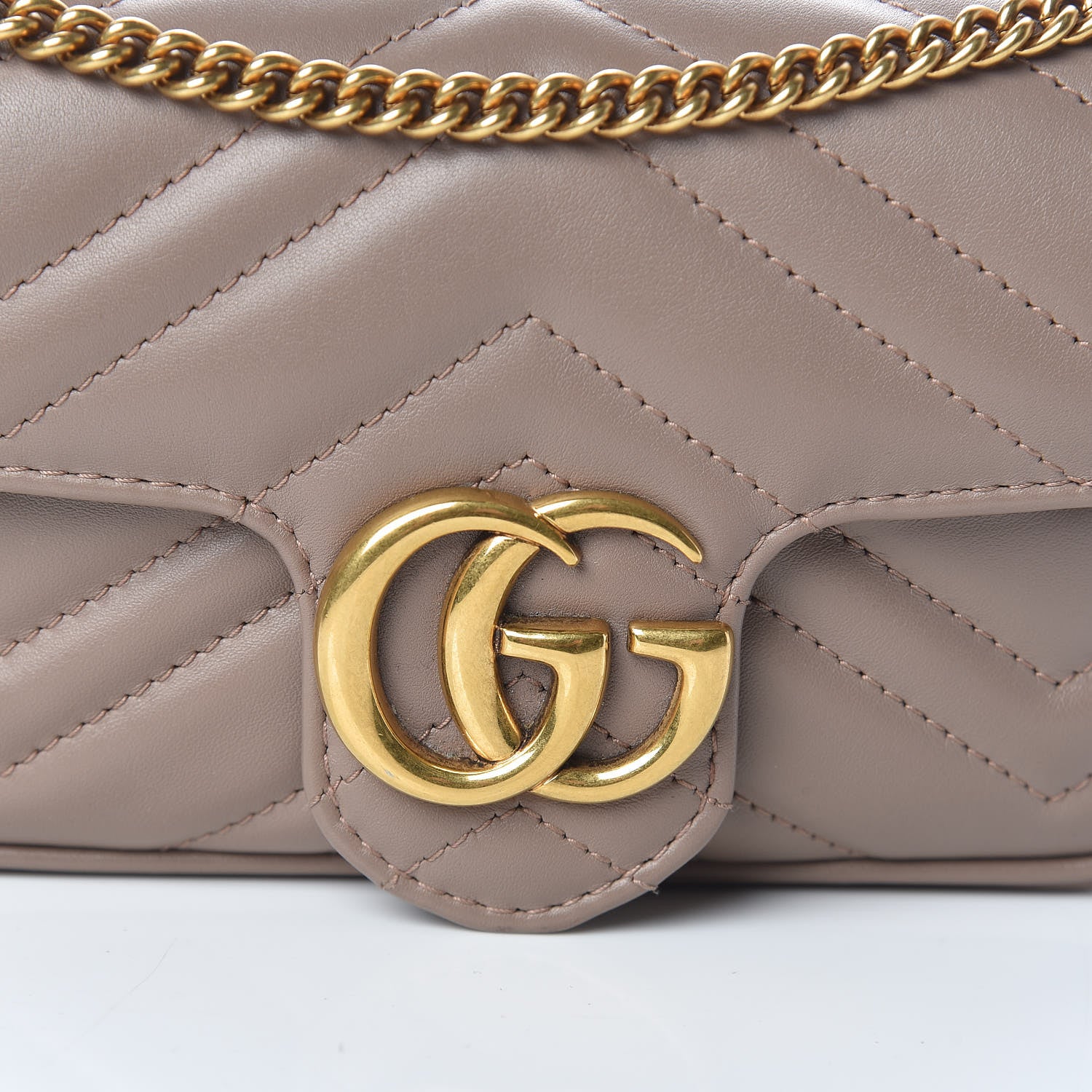 Gucci Calfskin Matelasse Super Mini GG Marmont Shoulder Bag Porcelain Rose 8 of 11