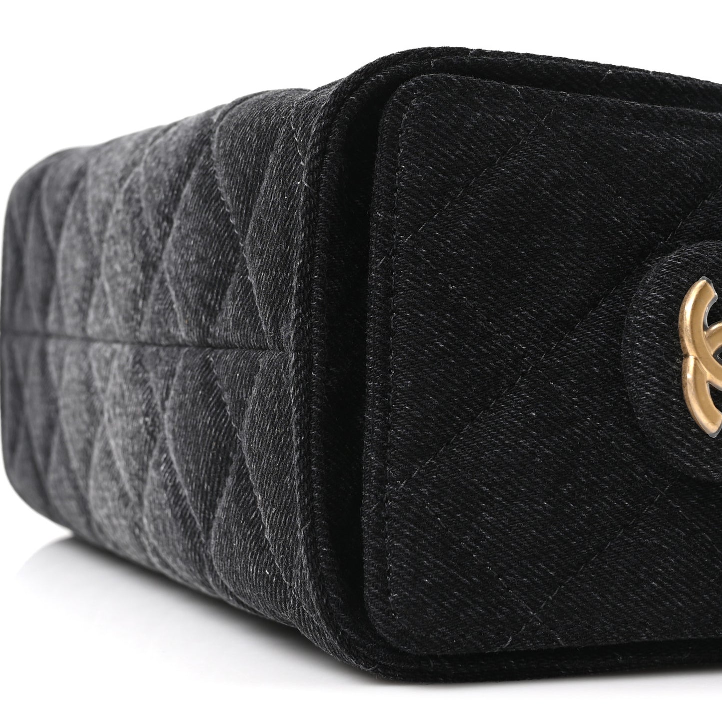 Washed Denim Quilted Mini Chanel 25 Handbag Black