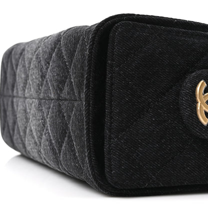 Chanel Washed Denim Quilted Mini Chanel 25 Handbag Black 10 of 11