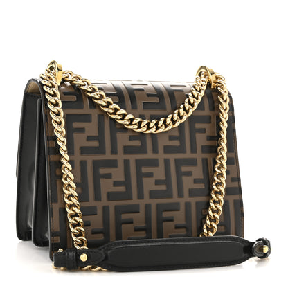 Fendi Vitello Liberty Bi-Color FF 1974 Embossed Small Kan U Shoulder Bag Maya Black 3 of 13