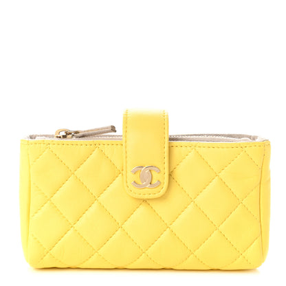 Chanel Calfskin Quilted Zipped Pocket Wallet Yellow 1 of 7