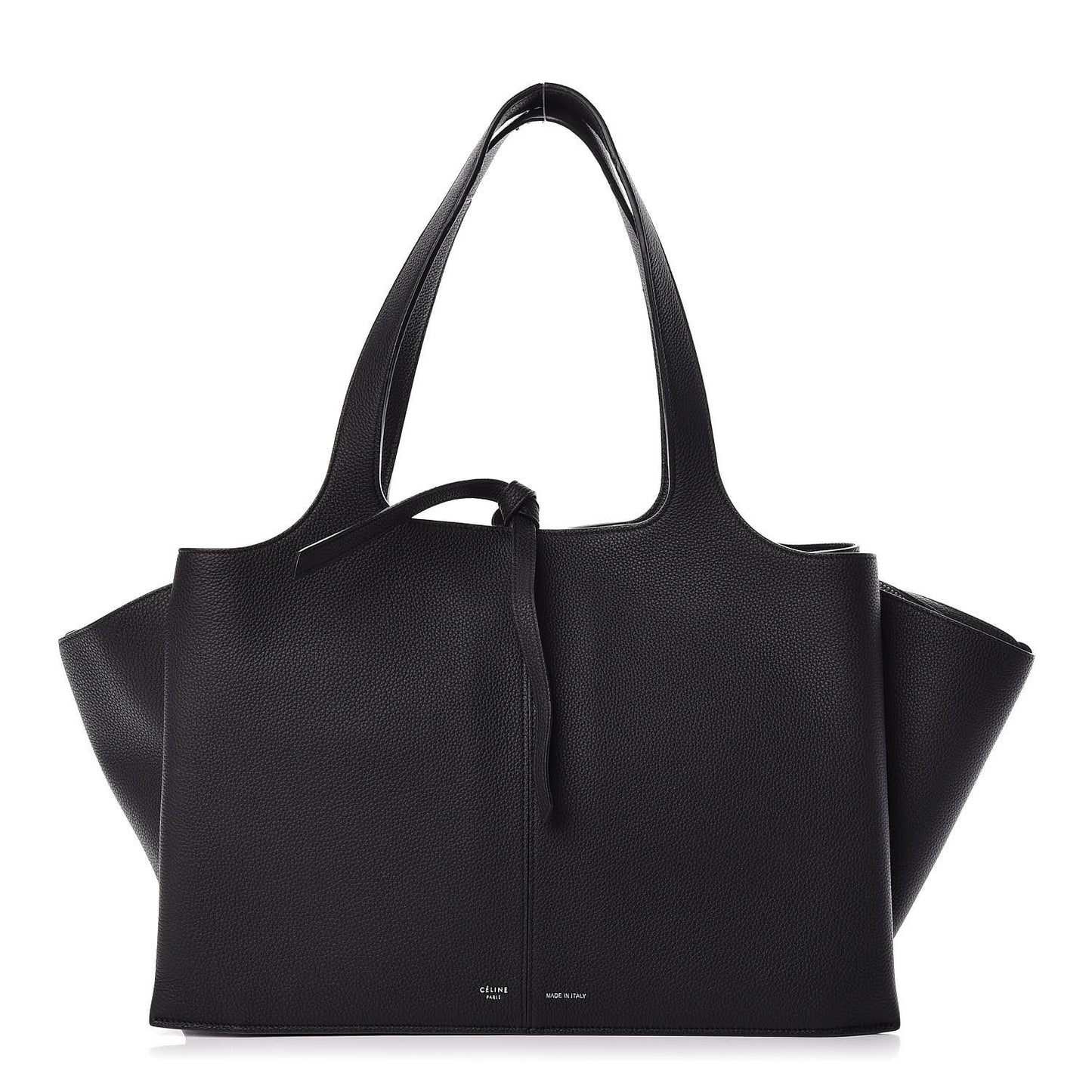 Baby Grained Calfskin Medium Tri-Fold Bag Black