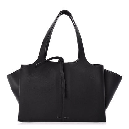 Celine Baby Grained Calfskin Medium Tri-Fold Bag Black 1 of 10
