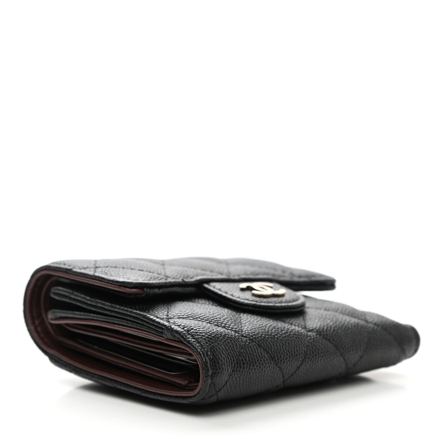 Caviar Quilted Small Flap Wallet Black